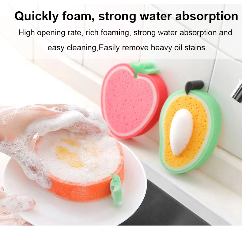 Fruit Sponge Efficient Clean Dish Cloth Scouring Pads with Household Kitchen