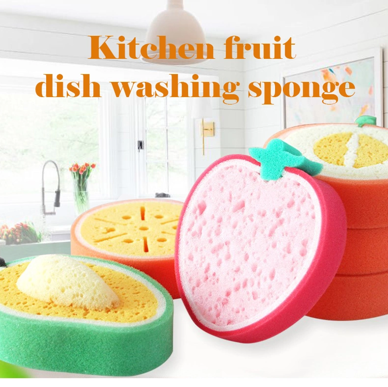 Fruit Sponge Efficient Clean Dish Cloth Scouring Pads with Household Kitchen